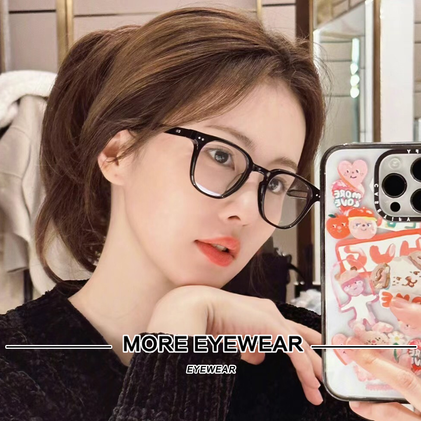 小红书豆豆同款GM黑色素颜眼镜架