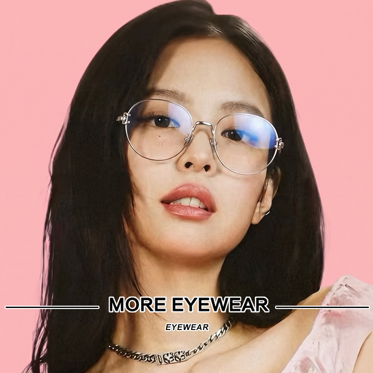 JENNIE同款银色圆形眼镜框架女9586复古潮流高智感素颜镜可配度数