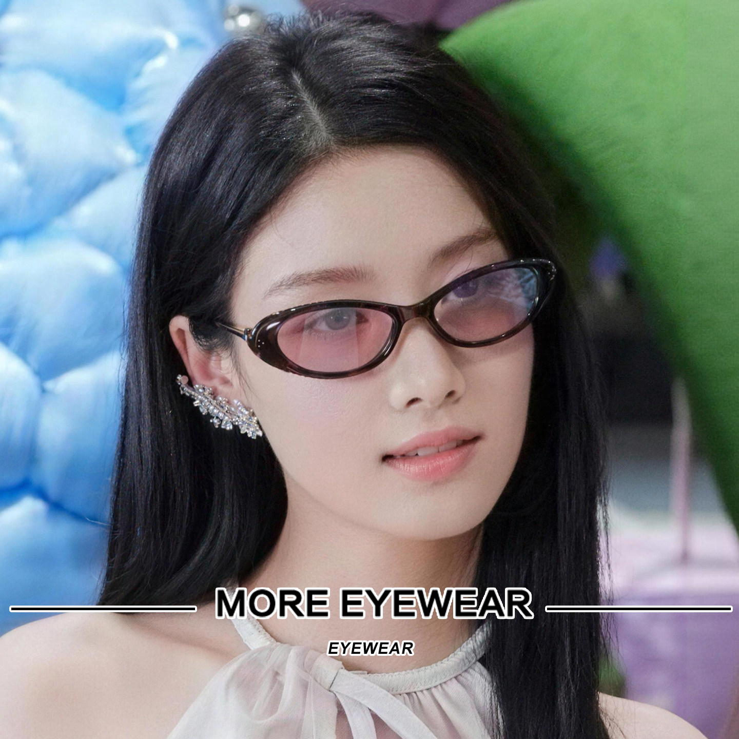 卢昱晓同款GM椭圆形太阳镜女ORA 法式复古简约黑色高级感遮阳墨镜