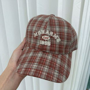 新款1896格子棒球帽户外休闲运动格子刺绣五星百搭鸭舌帽春秋