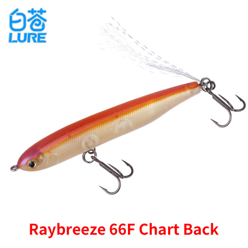 日本Raybreeze 66F Chart Back浮水铅笔I字米诺3.3g鲷鱼黑鲈鳕鱼
