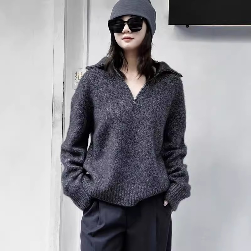 女装2025秋冬新款粗毛线宽松加厚拉链羊毛针织衫显瘦卫衣1399761