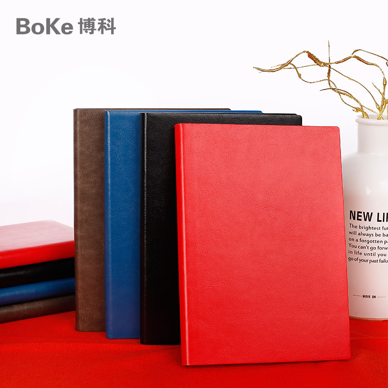 博科pu软皮面a5b6笔记本中国红碰边记事本约简本子韩版个性厚本子