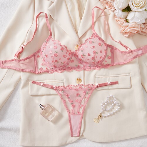 New sexy lingerie mesh flower embroidery ultra-thin perspect