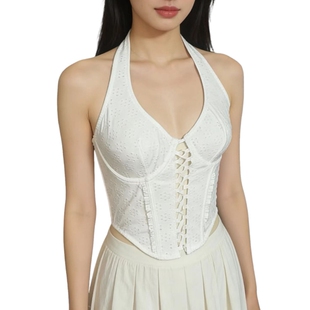Hanging neck tie, hollowed out fishbone shaping, chest wrapp