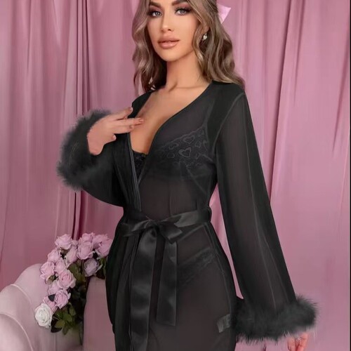 Foreign trade mesh perspective sexy single piece outerwear p
