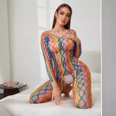 Rainbow Sexy Bodysuits Open Backless Erotica