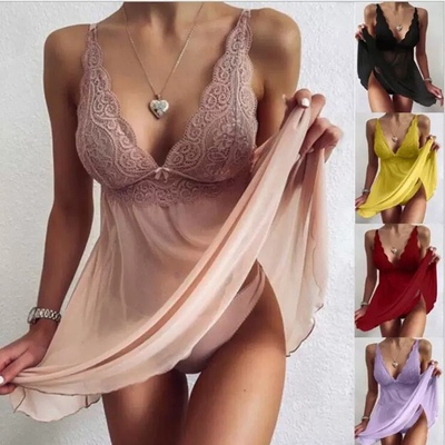 Sexy Sleeping Skirt, Sexy Lace, Sexy Pajama Strap, V-neck Pa