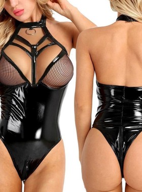 Sexy Leather-Look Set with Straps and Cutouts Lingerie Night
