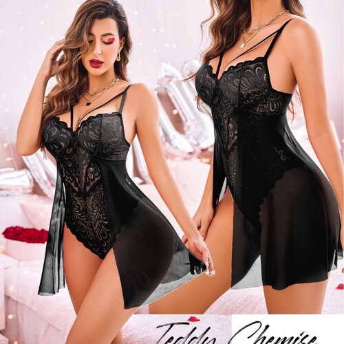 Mesh slim fit peach hip suspender sleepwear one-piece tight