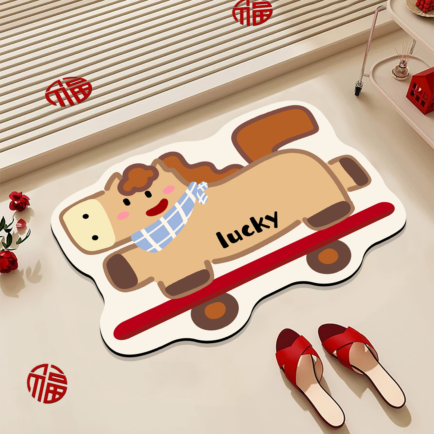 可爱小马浴室吸水地垫卫生间防滑脚垫厕所入户门口硅藻泥吸水地毯,居家布艺,家用脚垫,淘宝优惠券,粉丝福利购,淘宝优惠卷