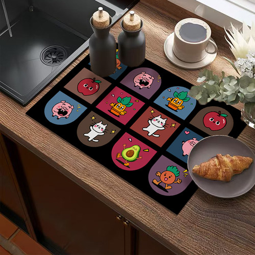 卡通厨房沥水垫台面硅藻泥吸水垫