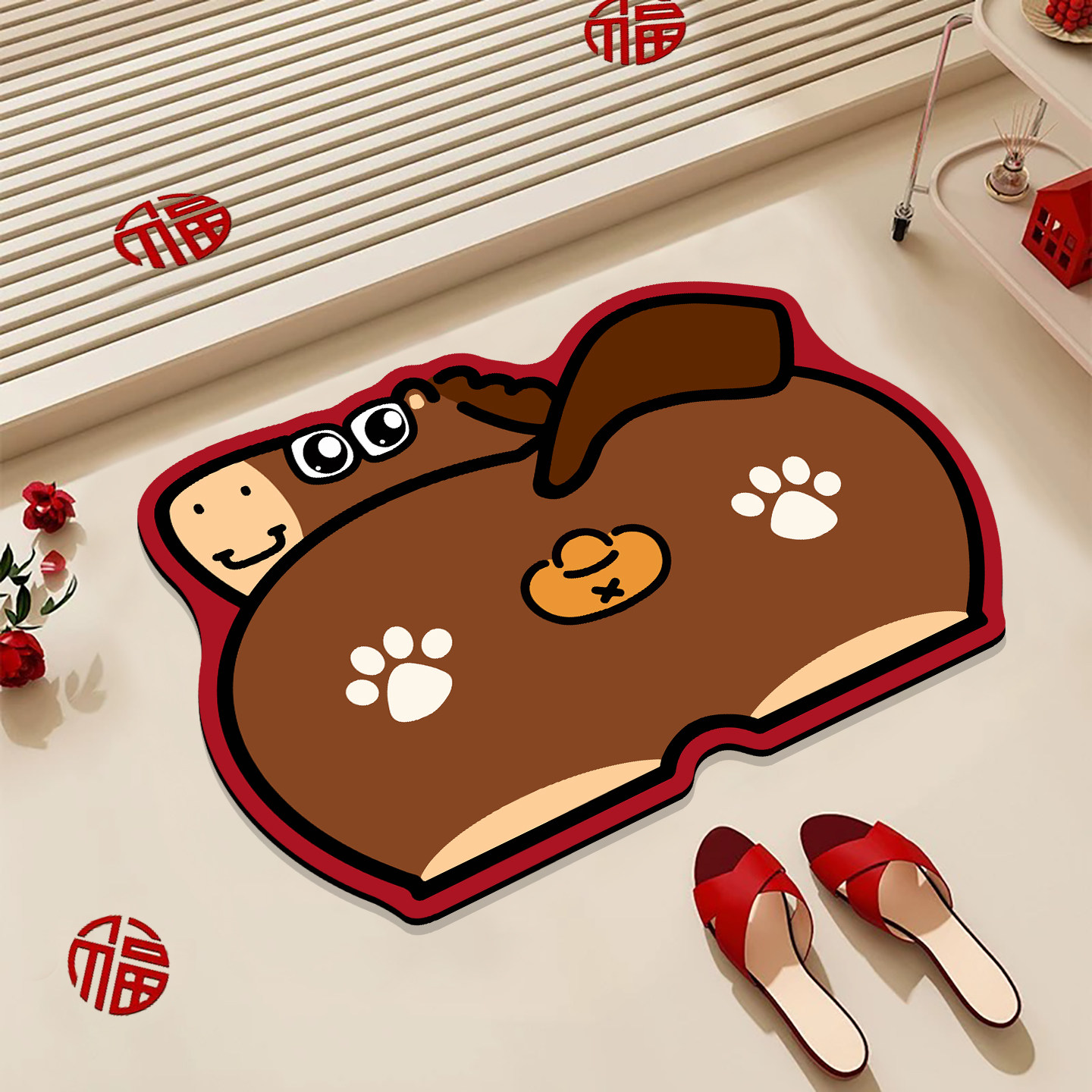 卡通可爱小马卫生间门口地垫硅藻泥浴室防滑吸水脚垫洗手间脚踏垫,居家布艺,家用脚垫,淘宝优惠券,粉丝福利购,淘宝优惠卷