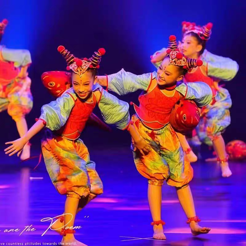 第十三届小荷风采年画娃娃乐陶陶演出服儿童喜庆表演服六一舞蹈服图片