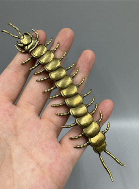 文玩天龙茶宠蜈蚣摆件黄铜招财