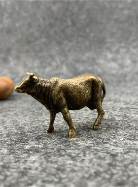 实心奶牛手把件吉祥物金属工艺品