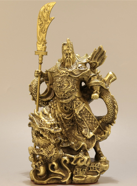 招财关公财神客厅铜像摆件纯铜