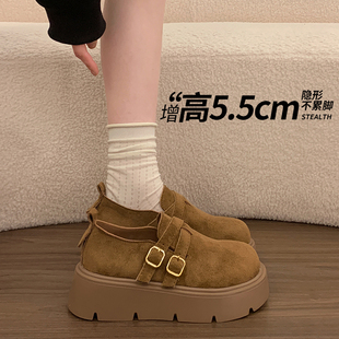 厚底增高全包勃肯鞋女2026秋季新款复古一脚蹬懒人乐福鞋百搭单鞋