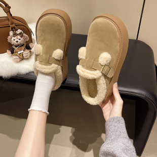 厚底增高勃肯鞋女鞋2025新款春秋冬雪地靴乐福鞋加绒保暖博肯单鞋