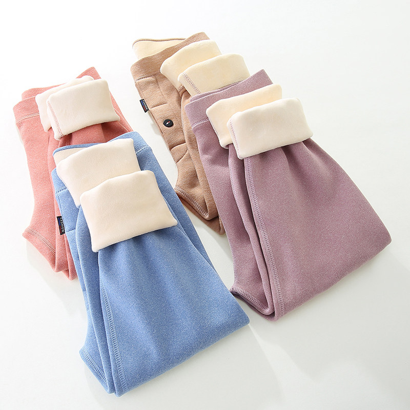 秋冬儿童保暖裤男童女童棉裤加绒高腰打底裤德绒弹力校服裤