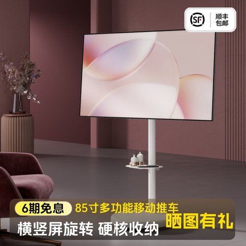 北弧落地电视机支架子可移动带轮