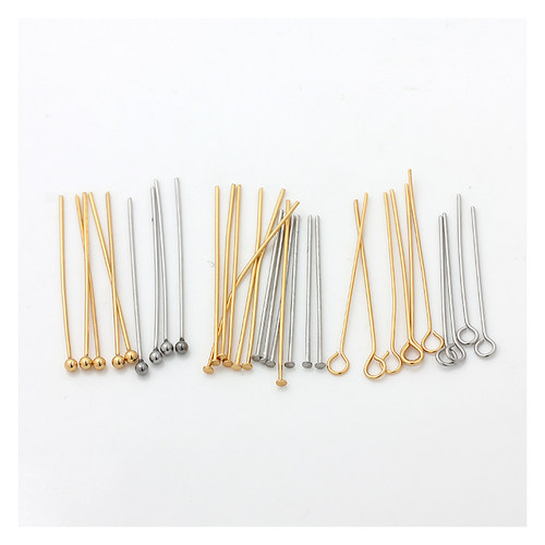 不掉色不锈钢钛钢18K金球针圆头针T字针9针长针手工材料DIY配件