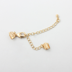 保色14K金18K包金马仔夹扣连夹片扣带皮绳接头扣diy配件