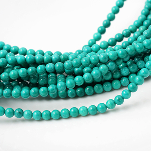 天然绿松石圆珠3 4 5 6mm湖北松石珠子制作手链散珠diy项链配件
