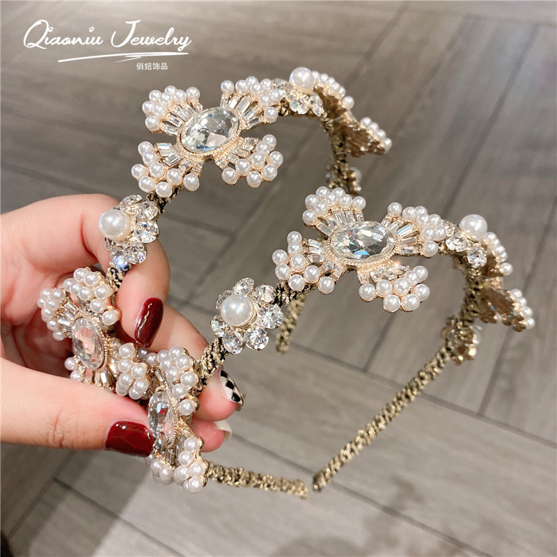 新款仙女森系宫廷水砖发箍珍珠