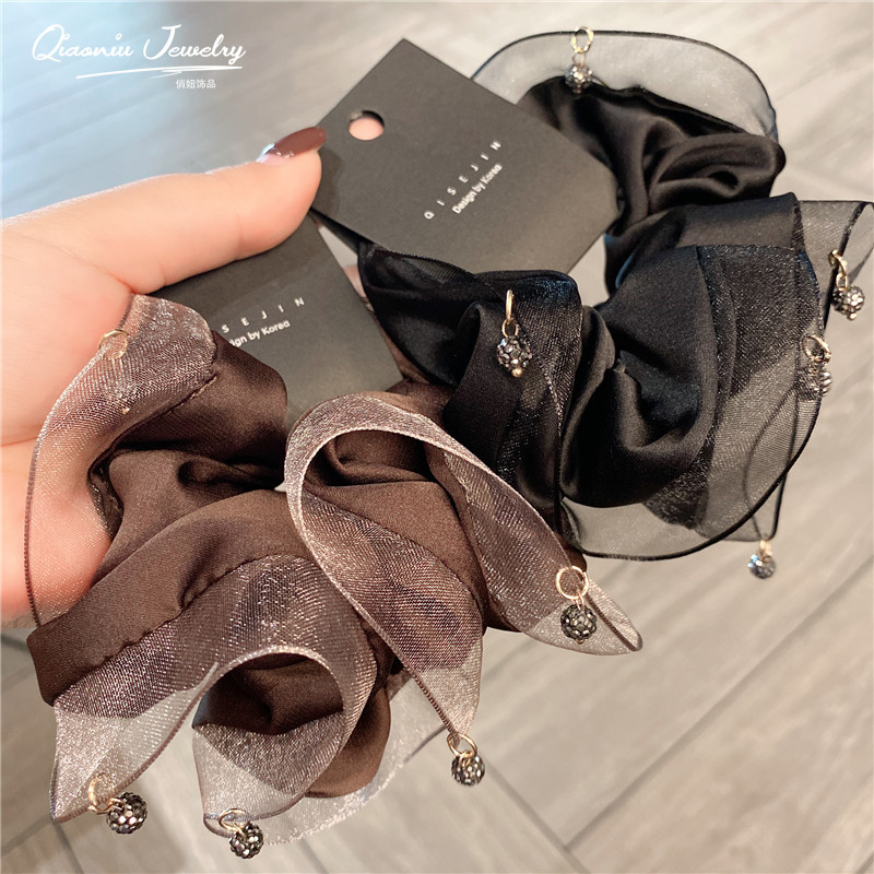 发圈绢纱日韩水钻吊坠