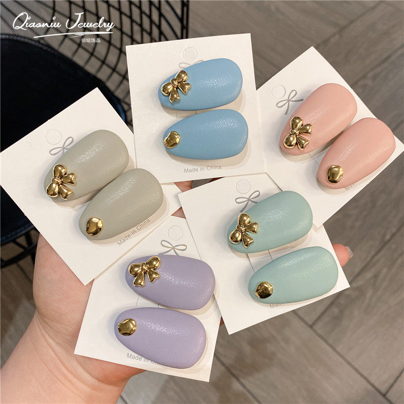 可爱多色蝴蝶结面包小水滴鸭嘴夹PU皮质韩版时尚甜美发夹边夹女