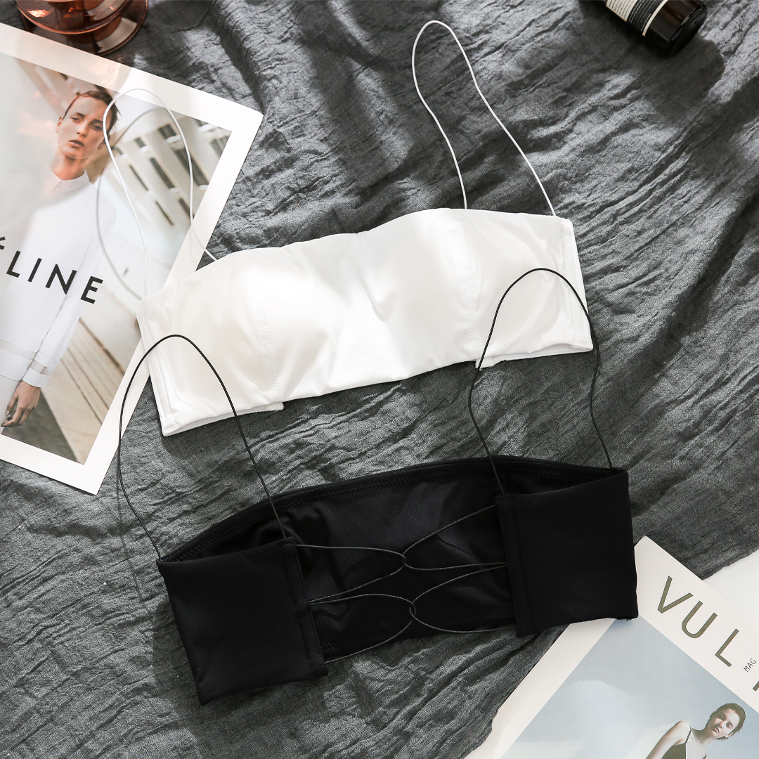 交叉美背内衣女超细肩带小胸聚拢内搭外穿背心露背抹胸比基尼文胸