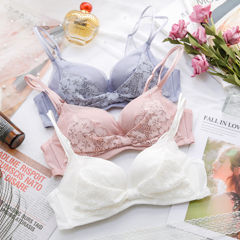 蕾丝美背聚拢深v日系文胸套装