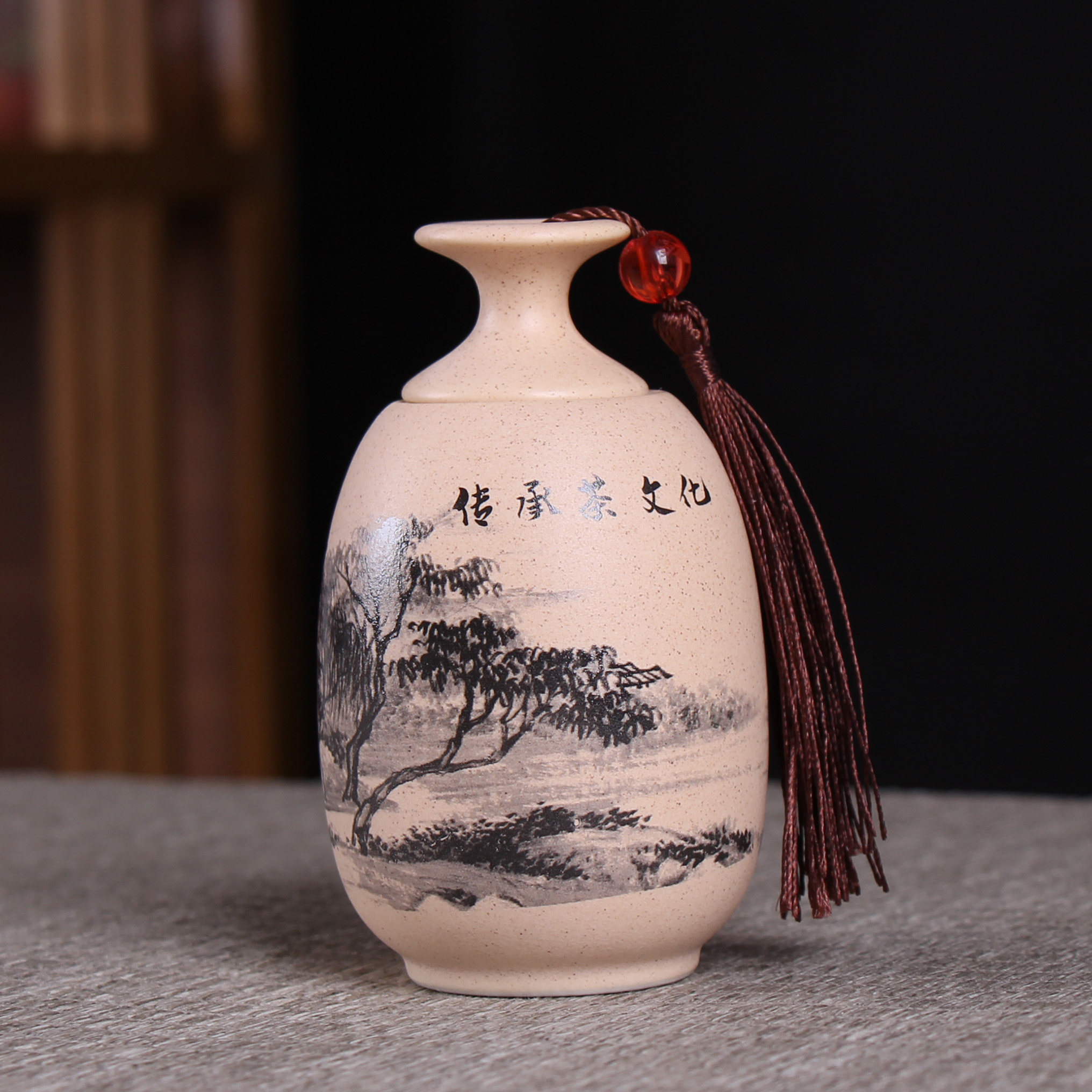 迷你葫芦瓶陶瓷瓶密封罐中药材罐药粉分装瓶小茶罐复古储藏礼盒装