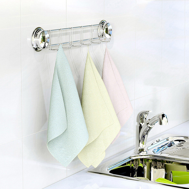 嘉宝六连挂钩免钉不锈钢浴室吸盘