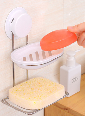 嘉宝 肥皂盒吸盘壁挂浴室双层香皂盒创意肥皂架香皂架皂托置物架