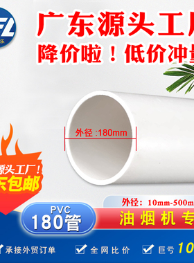 pvc排水管落水管下水管UPVC排烟管硬塑料直接管道水管180mm白色