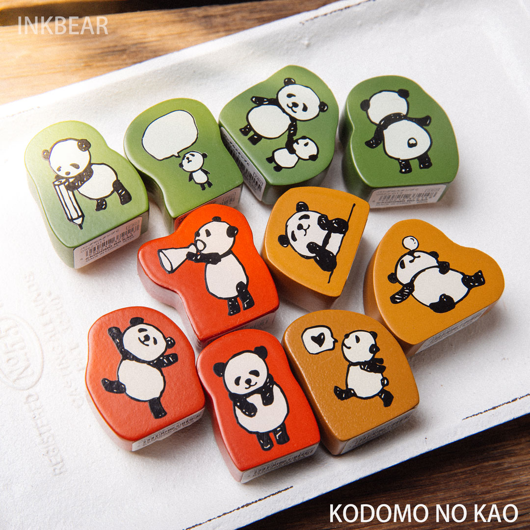 现货日本kao熊猫迷你木质印章
