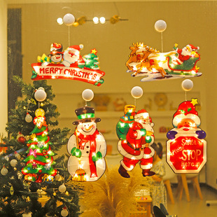 定制LED圣诞装 饰灯圣诞老人雪人造型橱窗吸盘灯圣诞树彩灯节日灯