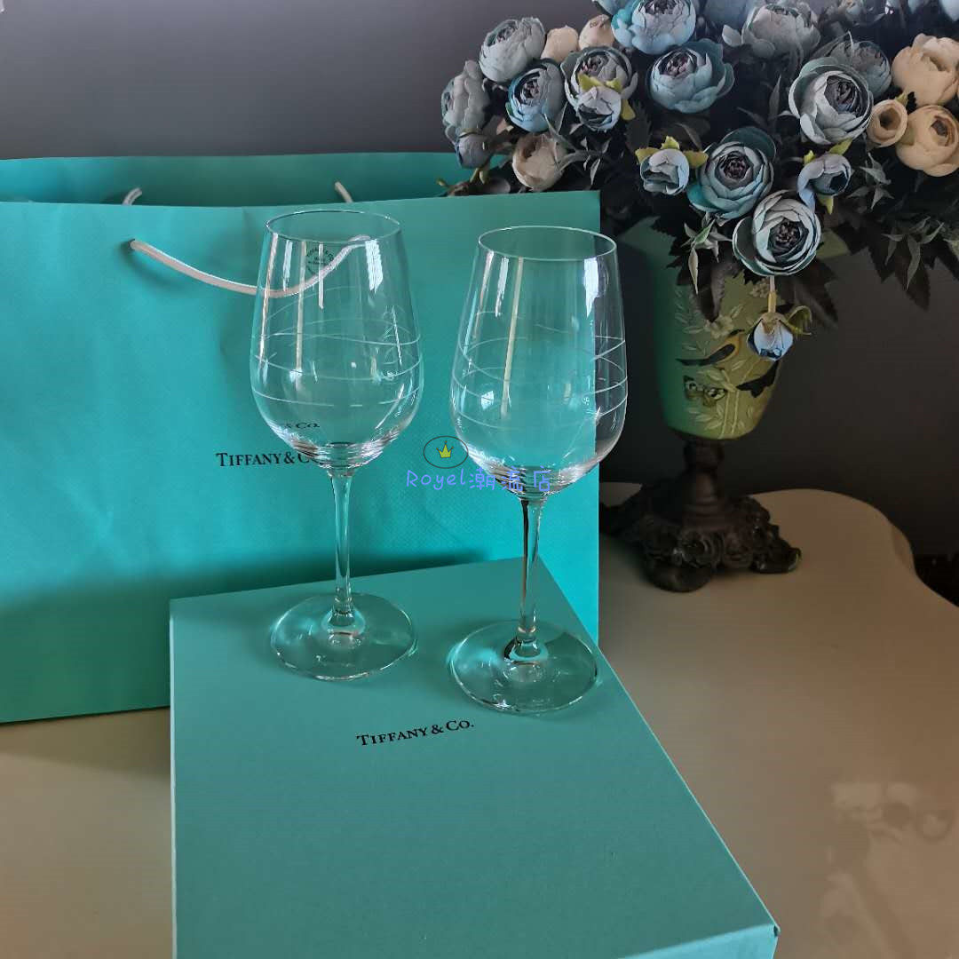 正品代购tiffany红酒杯香槟杯高脚水晶玻璃对杯结婚生日乔迁礼物
