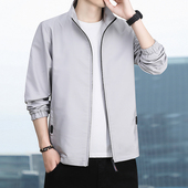 风衣外套休闲夹克男潮流帅气宽松褂子纯色百搭修身 春秋款 男士 上衣