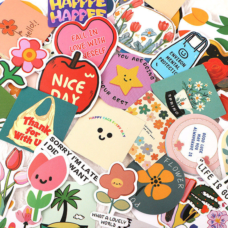74张ins风高颜值贴纸可爱小清新DIY手账手机笔记本电脑装饰图案