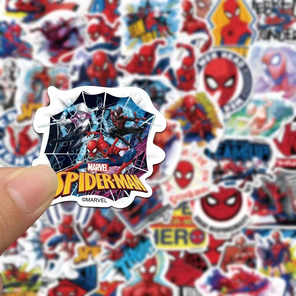 50张漫威英雄蜘蛛侠卡通贴纸行李箱笔记本手机壳水杯防水装饰