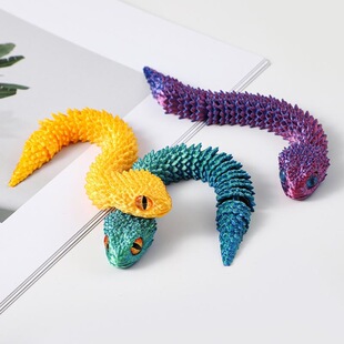 3D打印蝰蛇宝宝仿真动物模型玩具关节可动儿童玩具礼物摆件摆摊