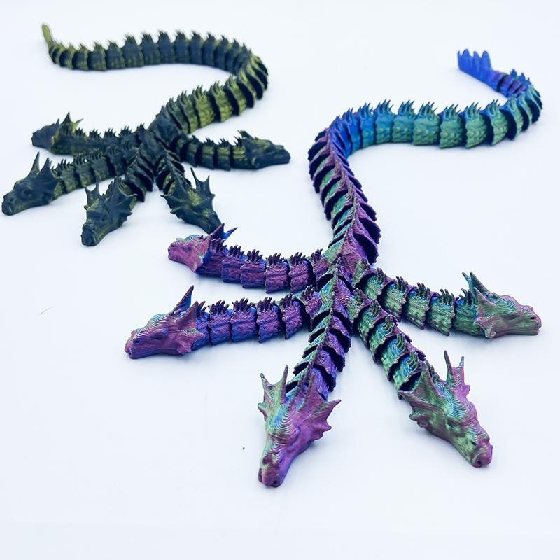3D打印五头蛇的中国龙小孩儿童玩具关节可动礼物摆件装饰摆摊模型
