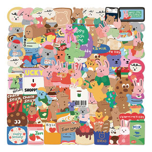 100张韩国dailylike贴纸兔子ins风韩系小熊手机壳高颜值DIY贴画