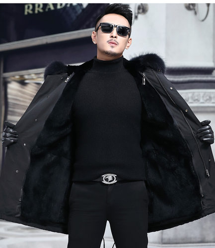 派克服男兔毛皮草内胆中长款秋冬季2021新款男士狐狸毛领真毛特卖