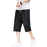 华夫格冰丝休闲七分裤风男式直筒短裤日系大码哈伦裤FK17P30，男装牛仔裤，星座203-3