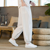 灯笼裤男士大码条纹休闲裤风夏季潮宽松运动阔腿哈伦裤K38P45，男装休闲裤，星座203-3