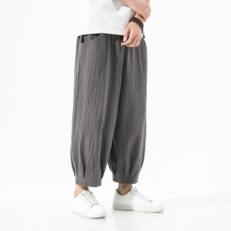 夏季新品男士棉麻九分裤风宽松大码休闲阔腿裤K20P45量大从优,男装休闲裤,星座203-3